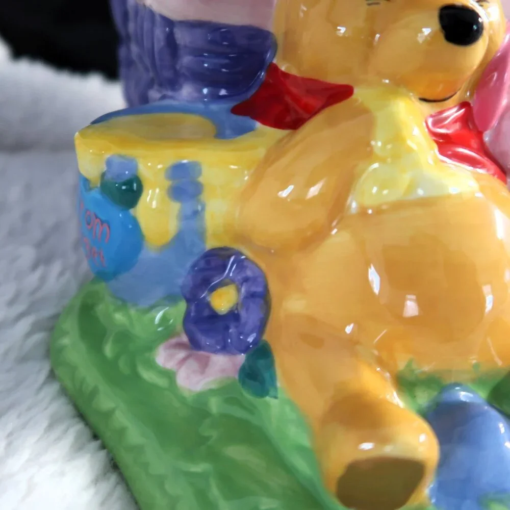 2000 Disney Winnie the Pooh and Piglet Ceramic Flower Vase Planter Please Read